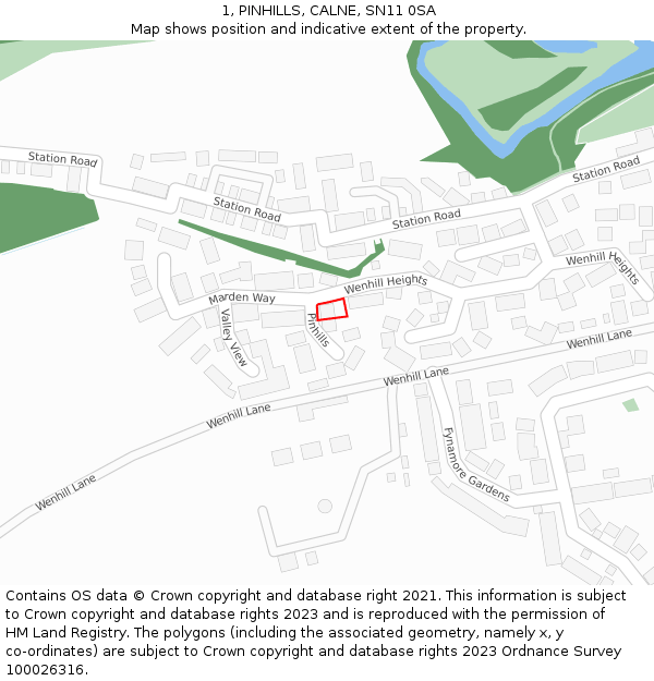1, PINHILLS, CALNE, SN11 0SA: Location map and indicative extent of plot