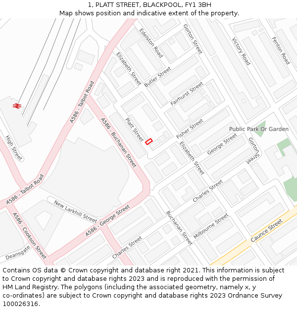 1, PLATT STREET, BLACKPOOL, FY1 3BH: Location map and indicative extent of plot