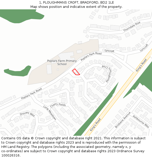 1, PLOUGHMANS CROFT, BRADFORD, BD2 1LE: Location map and indicative extent of plot