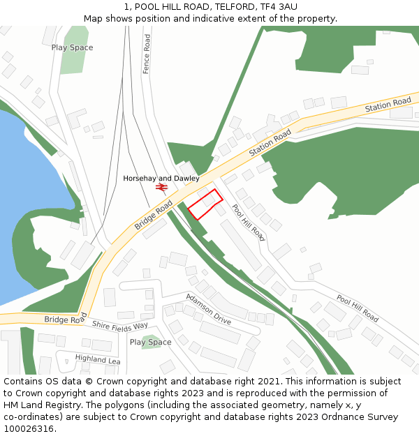 1, POOL HILL ROAD, TELFORD, TF4 3AU: Location map and indicative extent of plot