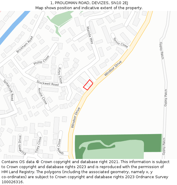 1, PROUDMAN ROAD, DEVIZES, SN10 2EJ: Location map and indicative extent of plot