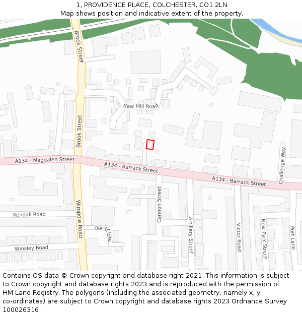 1, PROVIDENCE PLACE, COLCHESTER, CO1 2LN: Location map and indicative extent of plot