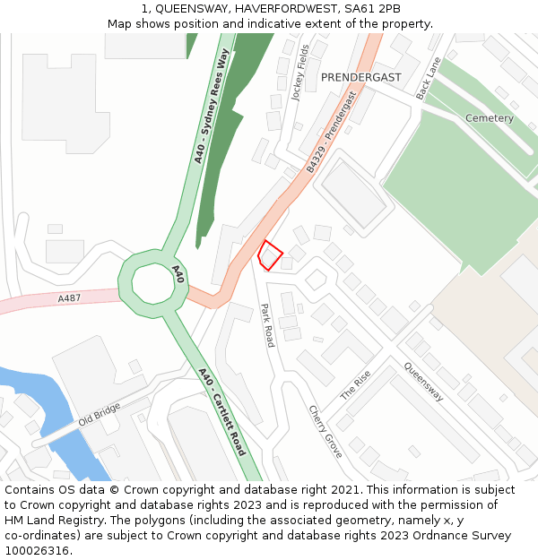 1, QUEENSWAY, HAVERFORDWEST, SA61 2PB: Location map and indicative extent of plot