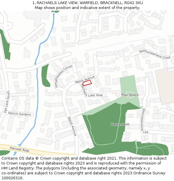 1, RACHAELS LAKE VIEW, WARFIELD, BRACKNELL, RG42 3XU: Location map and indicative extent of plot