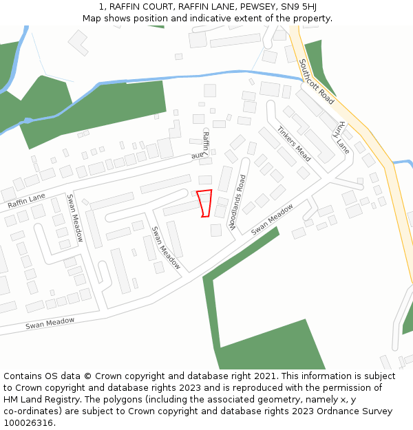 1, RAFFIN COURT, RAFFIN LANE, PEWSEY, SN9 5HJ: Location map and indicative extent of plot