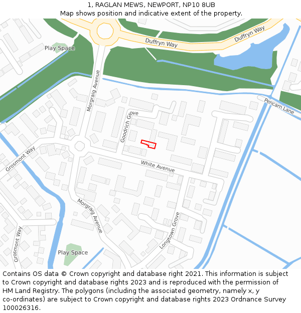 1, RAGLAN MEWS, NEWPORT, NP10 8UB: Location map and indicative extent of plot
