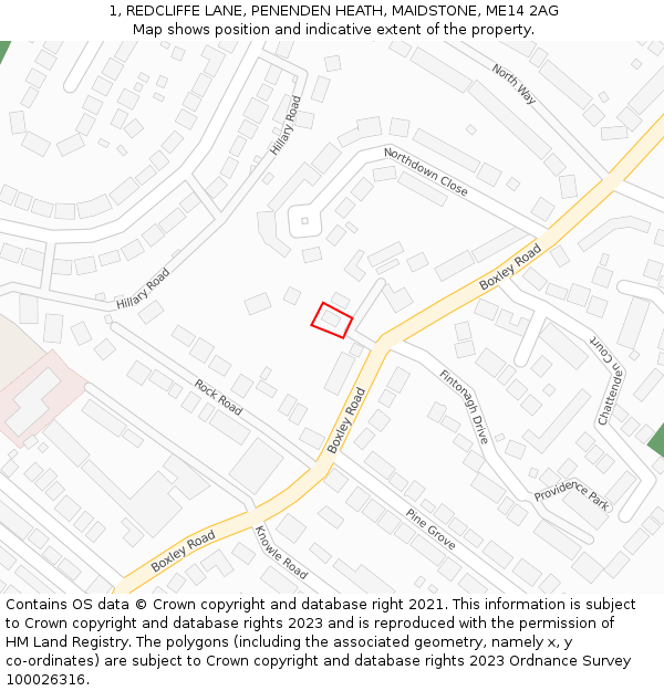 1, REDCLIFFE LANE, PENENDEN HEATH, MAIDSTONE, ME14 2AG: Location map and indicative extent of plot