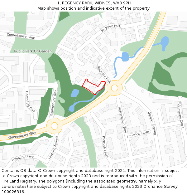 1, REGENCY PARK, WIDNES, WA8 9PH: Location map and indicative extent of plot