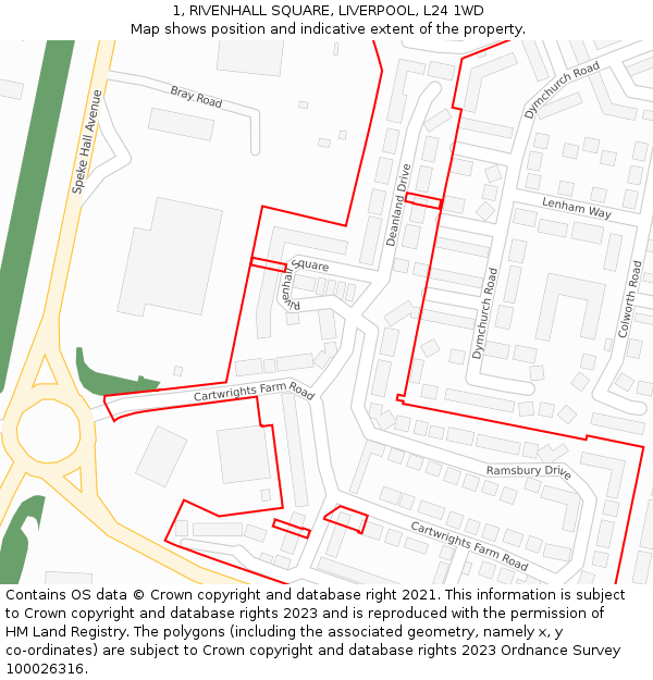 1, RIVENHALL SQUARE, LIVERPOOL, L24 1WD: Location map and indicative extent of plot