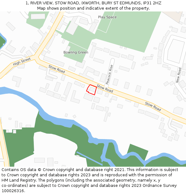 1, RIVER VIEW, STOW ROAD, IXWORTH, BURY ST EDMUNDS, IP31 2HZ: Location map and indicative extent of plot