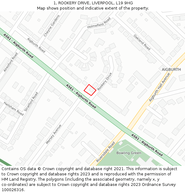 1, ROOKERY DRIVE, LIVERPOOL, L19 9HG: Location map and indicative extent of plot