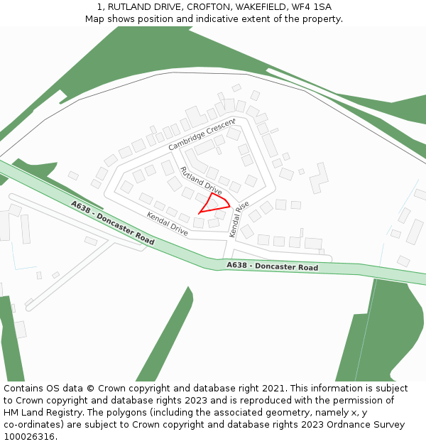1, RUTLAND DRIVE, CROFTON, WAKEFIELD, WF4 1SA: Location map and indicative extent of plot