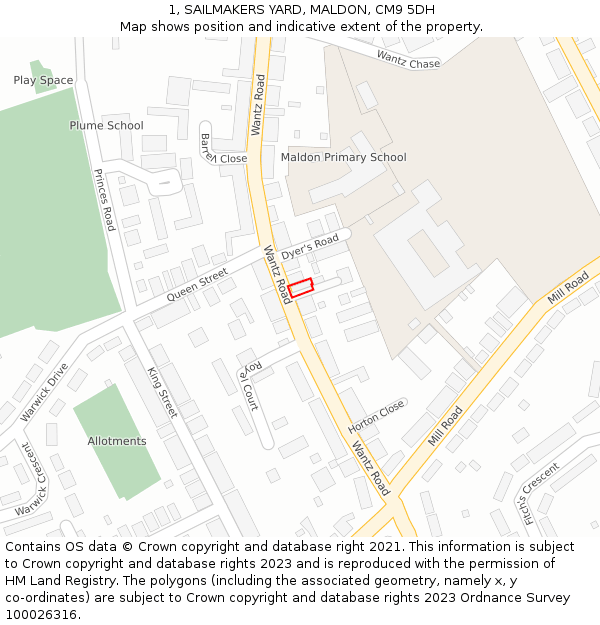 1, SAILMAKERS YARD, MALDON, CM9 5DH: Location map and indicative extent of plot