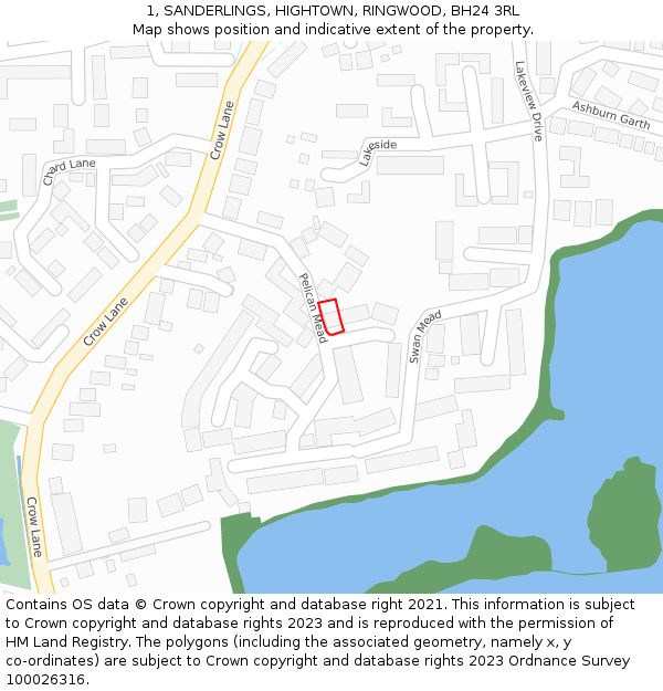 1, SANDERLINGS, HIGHTOWN, RINGWOOD, BH24 3RL: Location map and indicative extent of plot