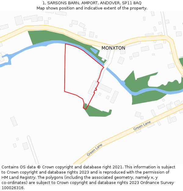 1, SARSONS BARN, AMPORT, ANDOVER, SP11 8AQ: Location map and indicative extent of plot