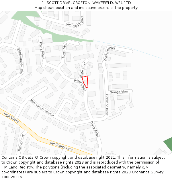 1, SCOTT DRIVE, CROFTON, WAKEFIELD, WF4 1TD: Location map and indicative extent of plot