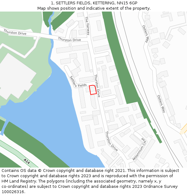 1, SETTLERS FIELDS, KETTERING, NN15 6GP: Location map and indicative extent of plot