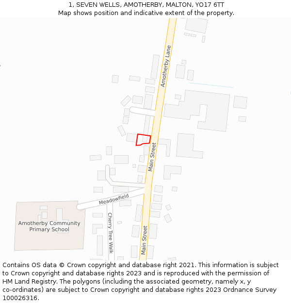 1, SEVEN WELLS, AMOTHERBY, MALTON, YO17 6TT: Location map and indicative extent of plot