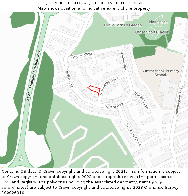 1, SHACKLETON DRIVE, STOKE-ON-TRENT, ST6 5XH: Location map and indicative extent of plot