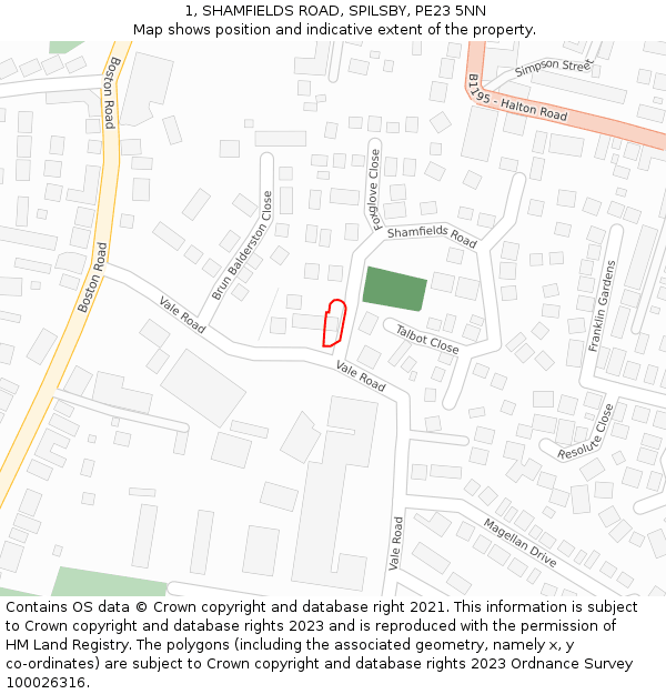 1, SHAMFIELDS ROAD, SPILSBY, PE23 5NN: Location map and indicative extent of plot