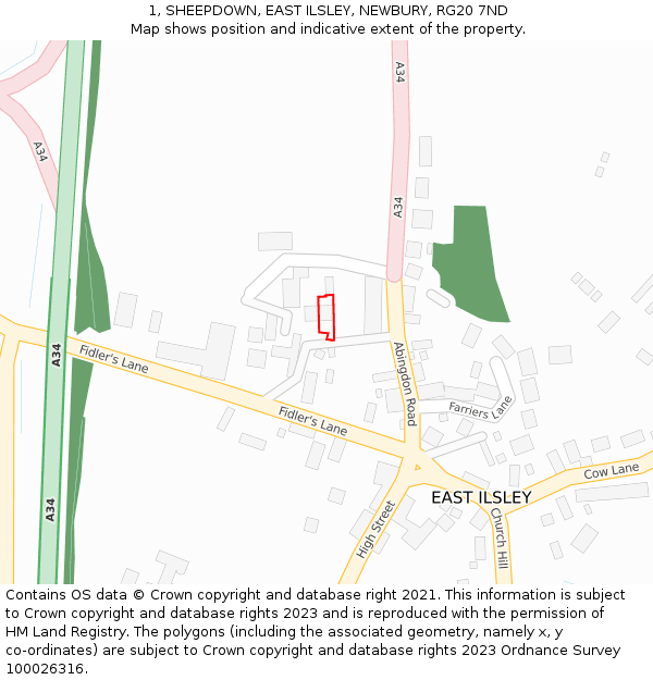 1, SHEEPDOWN, EAST ILSLEY, NEWBURY, RG20 7ND: Location map and indicative extent of plot