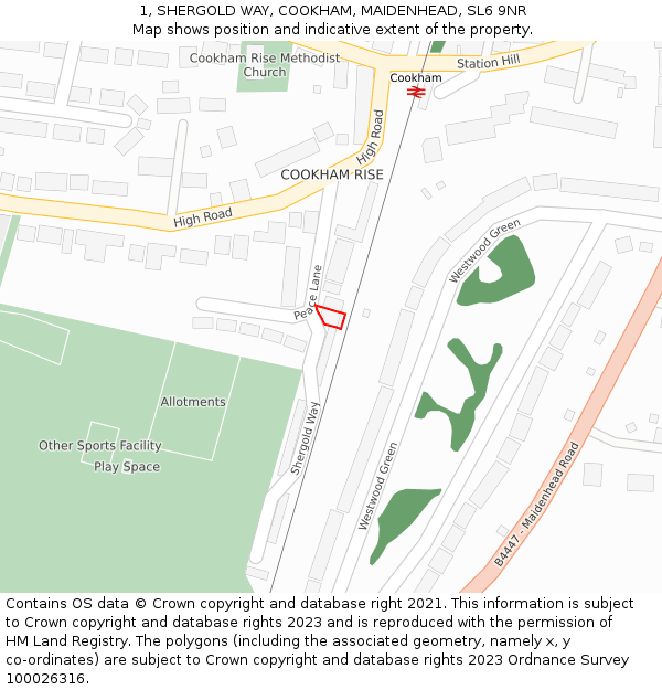 1, SHERGOLD WAY, COOKHAM, MAIDENHEAD, SL6 9NR: Location map and indicative extent of plot