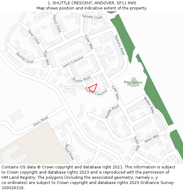 1, SHUTTLE CRESCENT, ANDOVER, SP11 6WS: Location map and indicative extent of plot