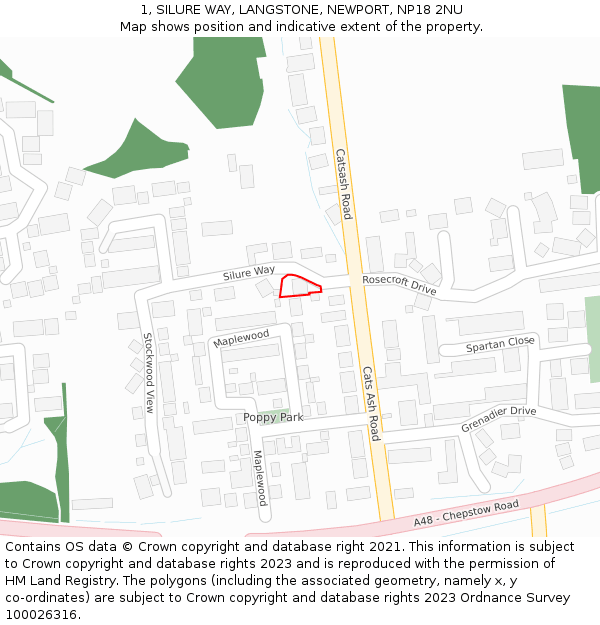 1, SILURE WAY, LANGSTONE, NEWPORT, NP18 2NU: Location map and indicative extent of plot