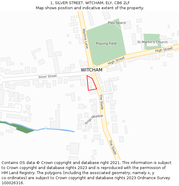 1, SILVER STREET, WITCHAM, ELY, CB6 2LF: Location map and indicative extent of plot