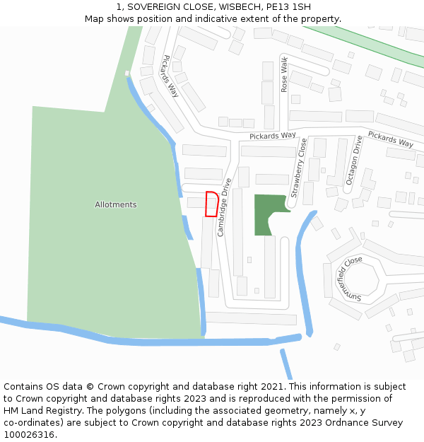 1, SOVEREIGN CLOSE, WISBECH, PE13 1SH: Location map and indicative extent of plot