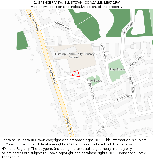 1, SPENCER VIEW, ELLISTOWN, COALVILLE, LE67 1FW: Location map and indicative extent of plot