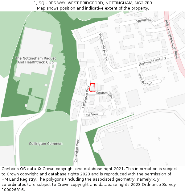 1, SQUIRES WAY, WEST BRIDGFORD, NOTTINGHAM, NG2 7RR: Location map and indicative extent of plot