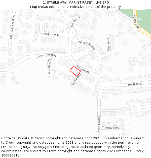 1, STABLE WAY, MARKET RASEN, LN8 3FQ: Location map and indicative extent of plot