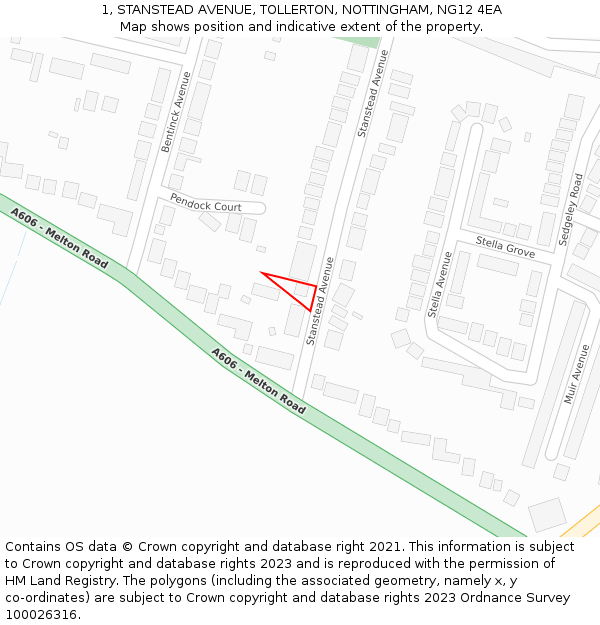 1, STANSTEAD AVENUE, TOLLERTON, NOTTINGHAM, NG12 4EA: Location map and indicative extent of plot