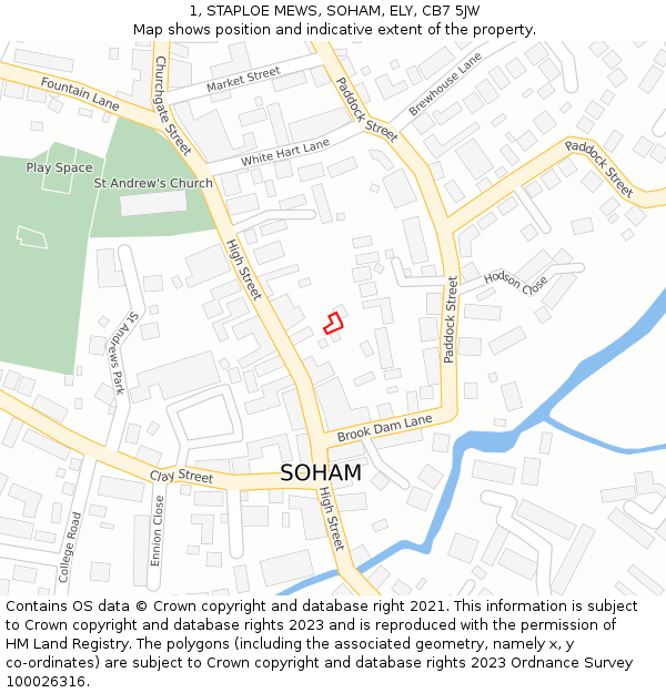 1, STAPLOE MEWS, SOHAM, ELY, CB7 5JW: Location map and indicative extent of plot