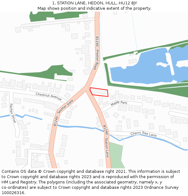 1, STATION LANE, HEDON, HULL, HU12 8JY: Location map and indicative extent of plot