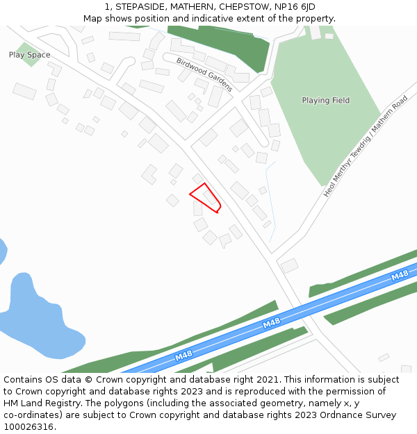 1, STEPASIDE, MATHERN, CHEPSTOW, NP16 6JD: Location map and indicative extent of plot