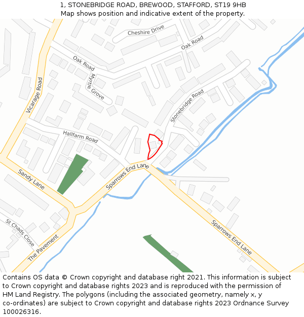 1, STONEBRIDGE ROAD, BREWOOD, STAFFORD, ST19 9HB: Location map and indicative extent of plot