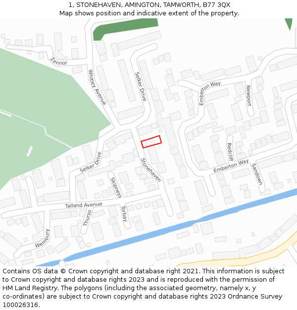 1, STONEHAVEN, AMINGTON, TAMWORTH, B77 3QX: Location map and indicative extent of plot