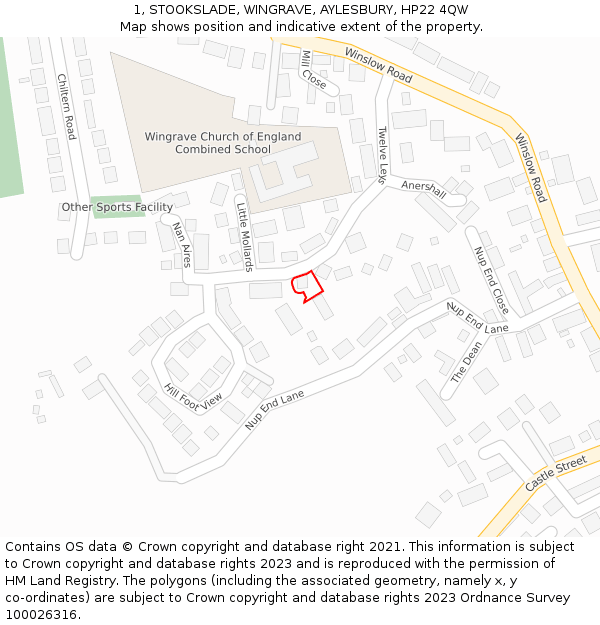 1, STOOKSLADE, WINGRAVE, AYLESBURY, HP22 4QW: Location map and indicative extent of plot