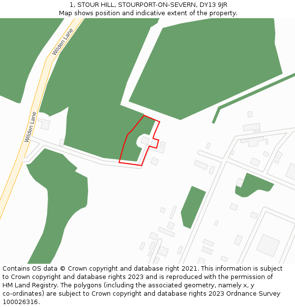 1, STOUR HILL, STOURPORT-ON-SEVERN, DY13 9JR: Location map and indicative extent of plot