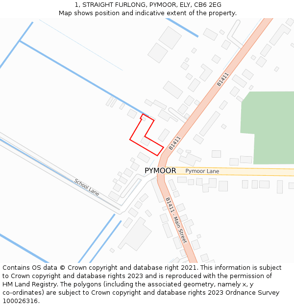 1, STRAIGHT FURLONG, PYMOOR, ELY, CB6 2EG: Location map and indicative extent of plot