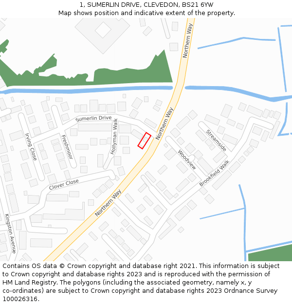 1, SUMERLIN DRIVE, CLEVEDON, BS21 6YW: Location map and indicative extent of plot