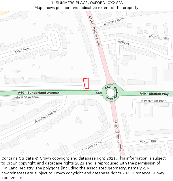 1, SUMMERS PLACE, OXFORD, OX2 8FA: Location map and indicative extent of plot