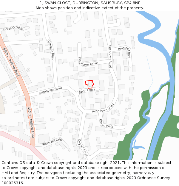 1, SWAN CLOSE, DURRINGTON, SALISBURY, SP4 8NF: Location map and indicative extent of plot