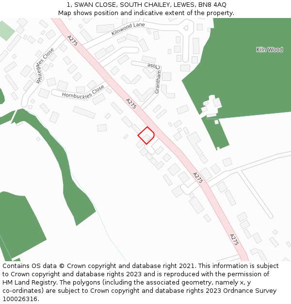 1, SWAN CLOSE, SOUTH CHAILEY, LEWES, BN8 4AQ: Location map and indicative extent of plot