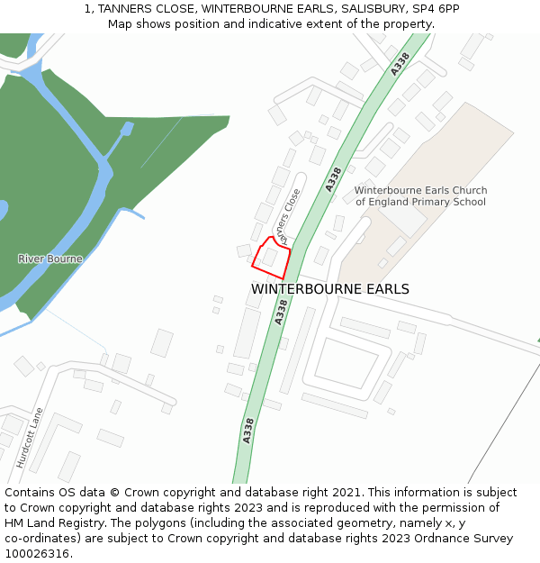 1, TANNERS CLOSE, WINTERBOURNE EARLS, SALISBURY, SP4 6PP: Location map and indicative extent of plot