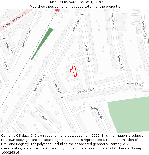 1, TAVERNERS WAY, LONDON, E4 6DJ: Location map and indicative extent of plot