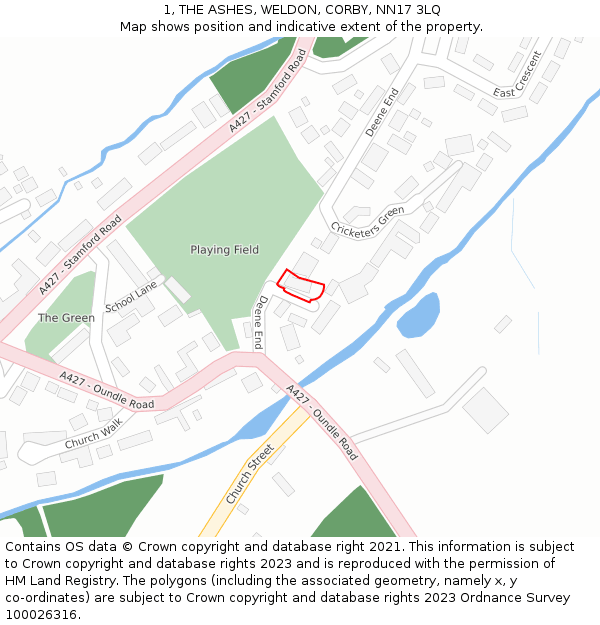 1, THE ASHES, WELDON, CORBY, NN17 3LQ: Location map and indicative extent of plot