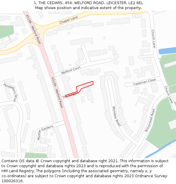 1, THE CEDARS, 454, WELFORD ROAD, LEICESTER, LE2 6EL: Location map and indicative extent of plot